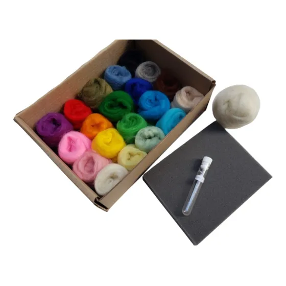 Kit Feltragem Mini Meadas De 6g Com 20 Cores+3 Agulhas+base