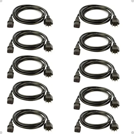 Kit 10 Cabo Força Energia Pc Atx Tripolar Monitor Cpu Ac 127/220v