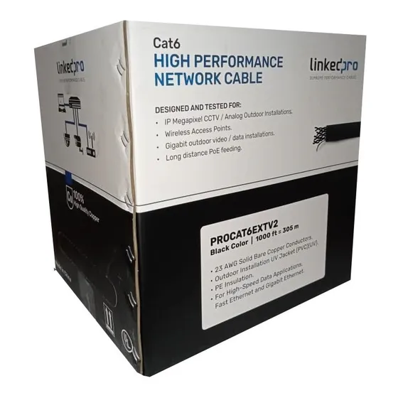 Cable Utp Cat6 Blindado Exterior 305mts 100%cobre Linkedpro 