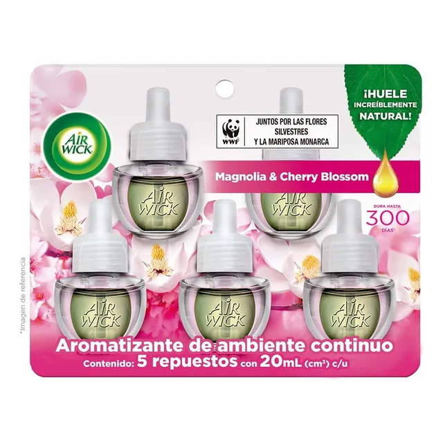5 Repuestos Aromatizante Air Wick Magnolia Y Cherry Blossom