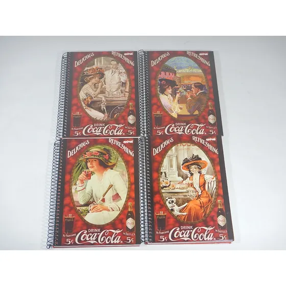 4 Cadernos Espiral Capa Dura Coca Cola Belle Epoque 96 Folha