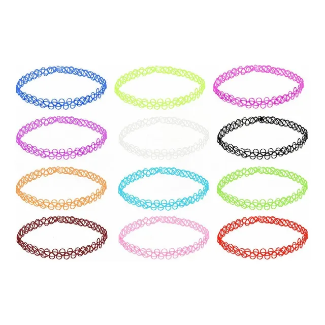 60 Colares Gargantilha Choker Tattoo Tatuagem Colorido/preto