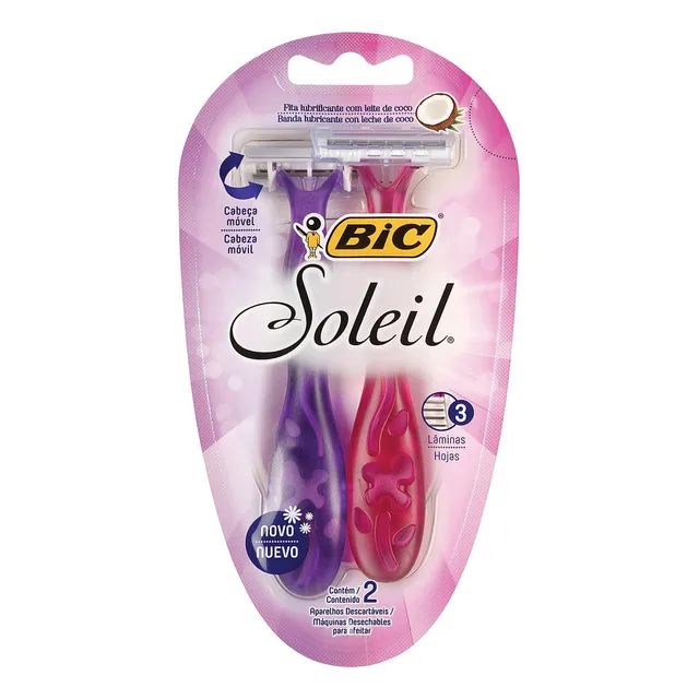 Rastrillos Desechables Bic Soleil Rosa-Morado 2 Piezas