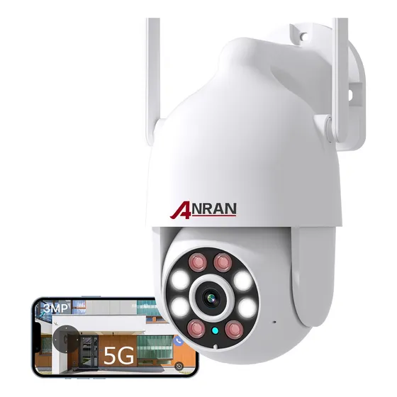 Anran N30W1548 cámara de seguridad wifi ip exterior 5G 2.4G alarma PTZ visión nocturna 3MP blanco