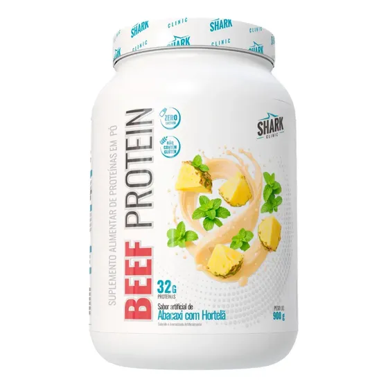 Proteína bovina isolada Shark Pro Whey Beef Zero Lac 900G em pó sabor Abacaxi com hortelã x 900g