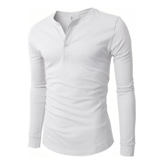 Remeras Entalladas Manga Larga Henley Hombre Tipo Chomba!