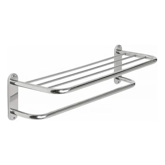 Estante De Baño Toallero Con Barra Doble 60cm Inoxidable