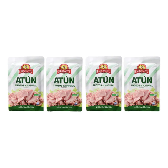 Atún En Trozos Al Natural Emigrante 120 Grs X 4 Un