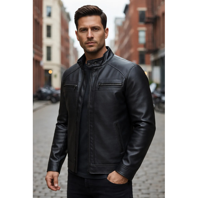 Jaqueta De Couro Masculino Slim Resistente Jaqueta De Couro Masculino Slim Resistente