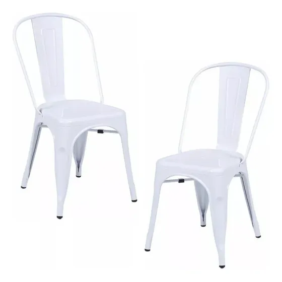 Set De 2 Sillas Tolix Acero Color Blanco