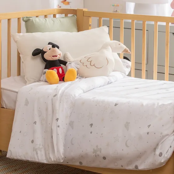 Acolchado Desmontable  Disney Cuna Mickey Y Estrellitas Blanco