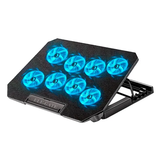 Base Enfriadora Para Laptop Con Ventiladores Silenciosos Color Negro Led Azul Ele-Gate