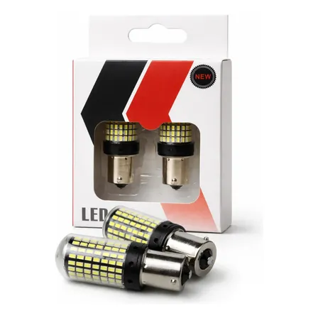 Par Lâmpada 144 Led Seta Pisca Ba15s Ambar Canbus 44w 1156 1156-ré Branco Branco-frio