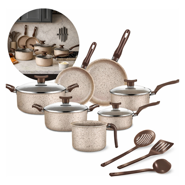 Conjunto De Panelas Antiaderente 10 Peças Coffee Cappuccino