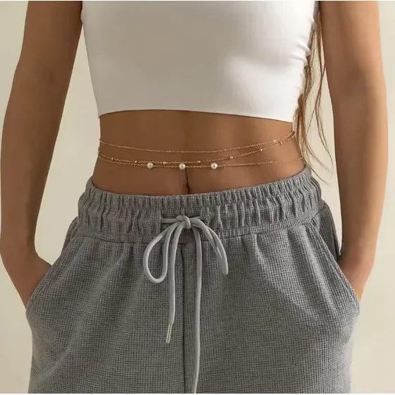 Colar Cinto Camada Tripla Body Chain Cintura Moda Blogueira
