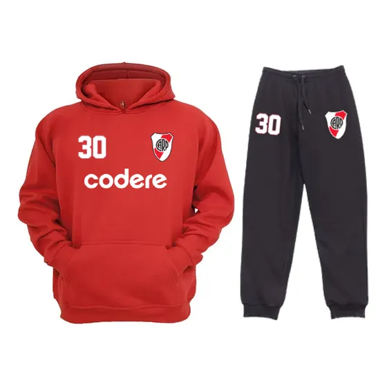 Conjutnos Deportivos River / Canguro + Pantalon Rojo Lisa L