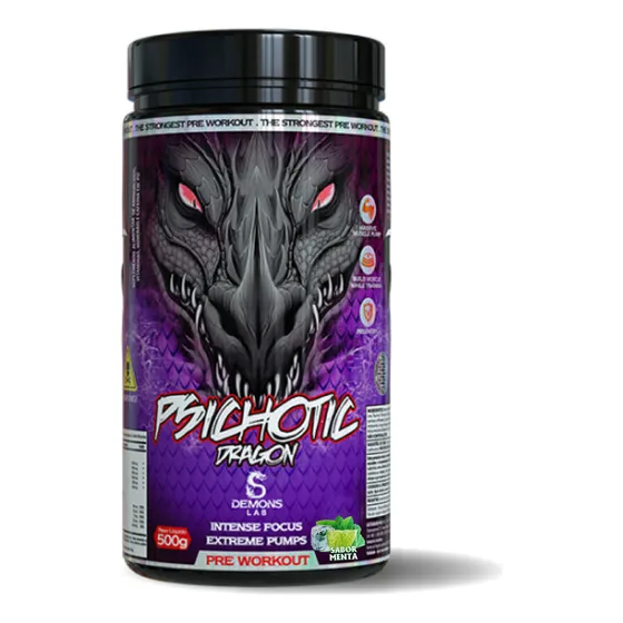 Pré Treino Psichotic Dragon 500g - Demons Lab Sabor Ice Mint
