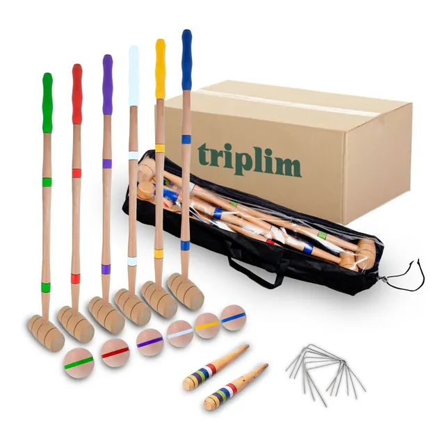 Juego Croquet Profesional + Bolso Palos 80 Cm Arcos Estacas