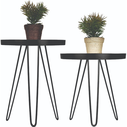 Kit Mesa Apoio Lateral Decorativo Pés De Ferro - Terracota Cor Preto Kit Mesa Apoio Lateral Decorativo Pés De Ferro - Terracota Cor Preto