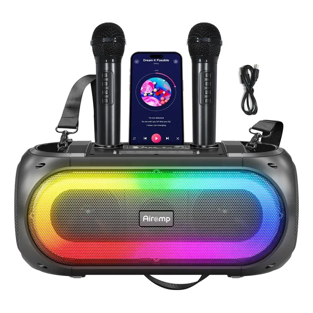 Bafles Bocinas Portatiles Altavoz Bluetooth Radio Portatil Subwoofer Activo Bocina Con Microfono Inalambrico Airamp MC-4247 Color Negro