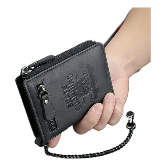 Billetera Con Cadena  Para Hombre Cuero Pu De Alta Calidad