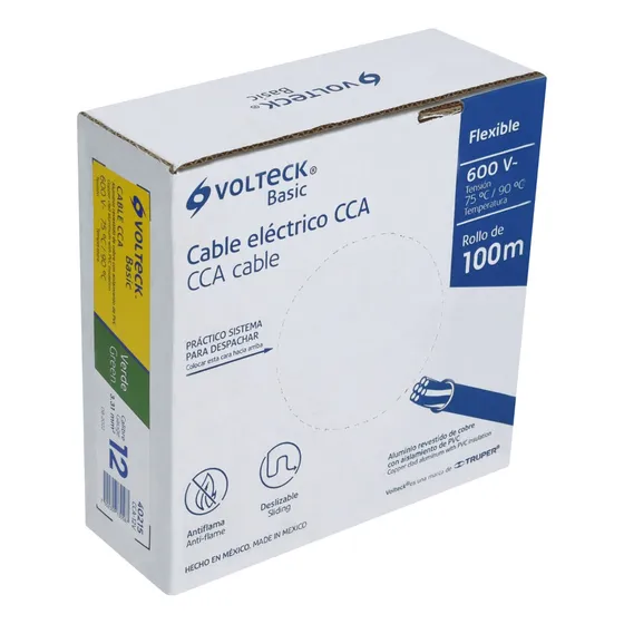 Cable Eléctrico Cal 12 Alucobre 100 M Verde Volteck Cca-12v