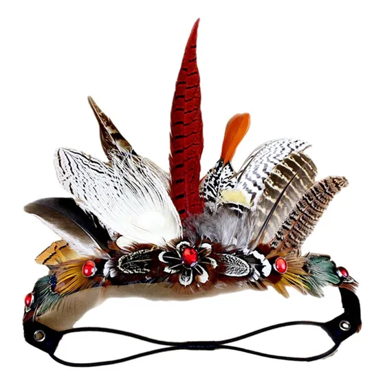 Cocar De Penas Chefe Americano Indiano Headpiece Para Adulto