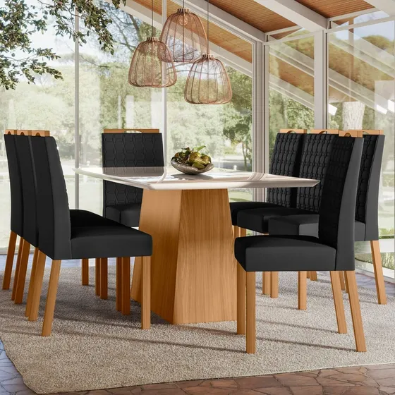 Mesa De Jantar Barbara 180m Com 8 Cadeiras Mariah Agwt