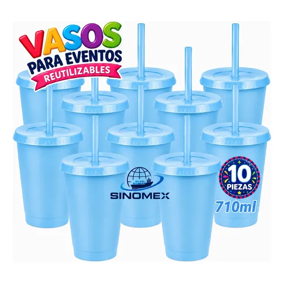 Vasos Para Eventos Desechables Colores Lisos Pack 10pcs