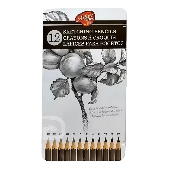 Set 12 Lapices  Profesionales Para Bocetos Dibujo + Estuche