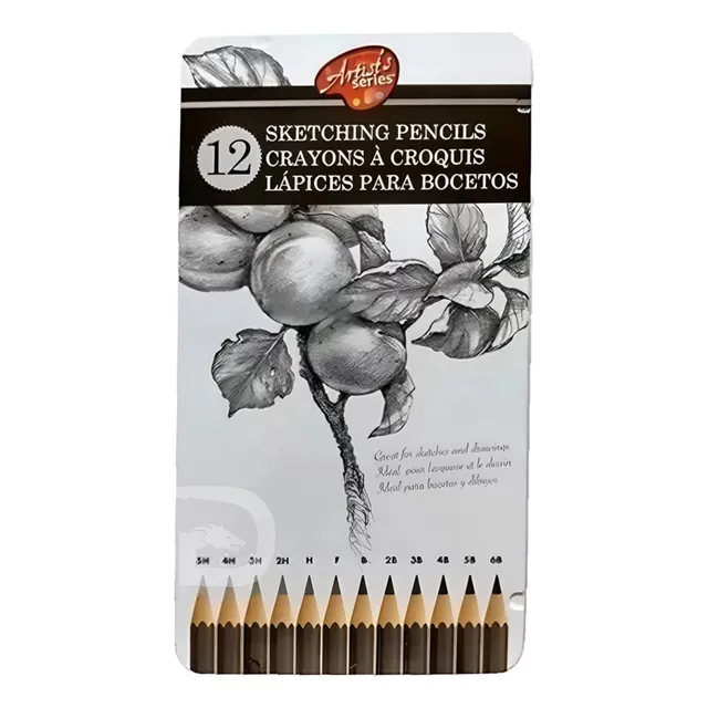 Set 12 Lapices  Profesionales Para Bocetos Dibujo + Estuche