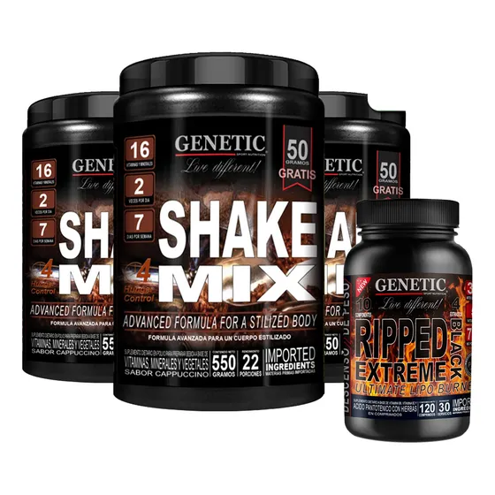 Reemplaza Comida Vegano Dieta Shake Mix Ripped Black Genetic