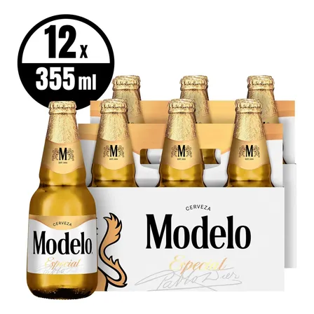 Cerveza Clara Modelo Especial, 12 Botellas 355ml C/u