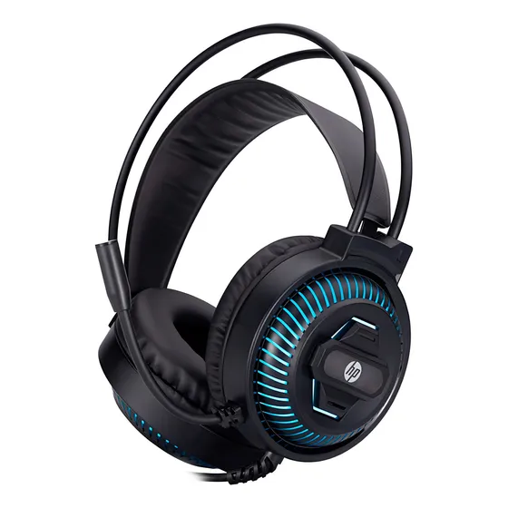 Auriculares HP Gamer, conexión USB única, DHE-8001u, color negro claro, azul