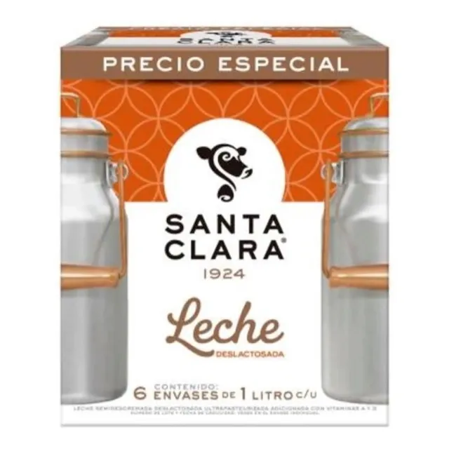 Leche Santa Clara Deslactosada 6 Pack De 1 L C/u