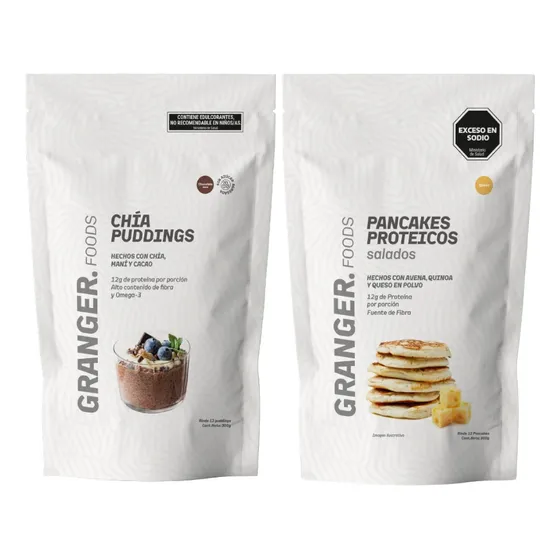 Granger Pancakes Proteicos Queso + Chia Puddings Chocolate