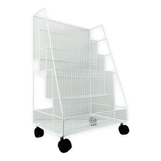 Organizador De Piso Estante Libros 4 Capas Carrito Blanco