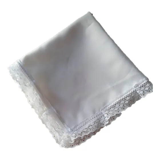 20 Servilletas Para Sublimar De Tela Tergal Y Encaje Blanco