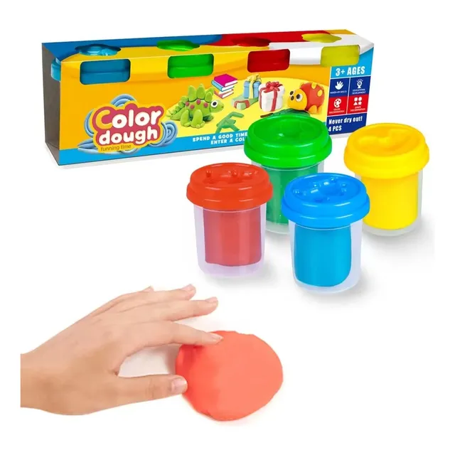 Juego De Masas Didáctico En Pote X4 Colores Plastilina