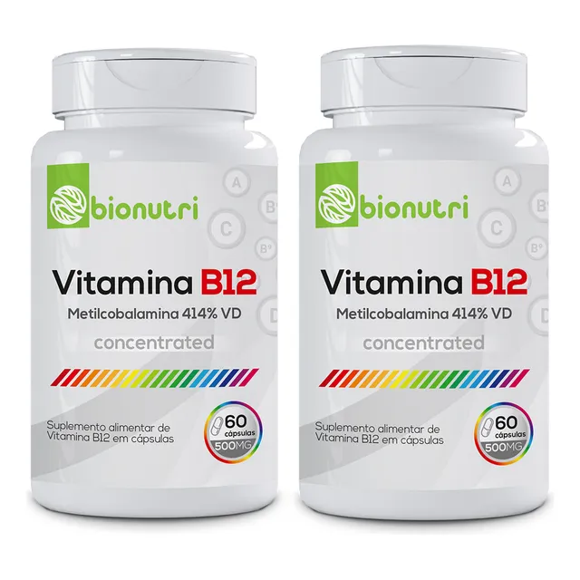 Kit 2x Vitamina B12 Metilcobalamina 414% Vd 60caps- Bionutri