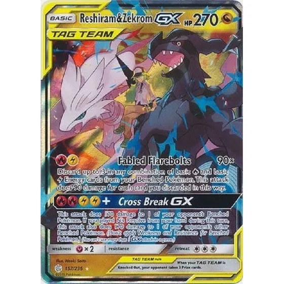 Reshiram & Zekrom Gx 157/236 Ultra Raro Pokemon Tcg