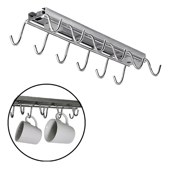 Suporte Xícaras Aço Cromado Deslizante Trilhos Jomer 4311