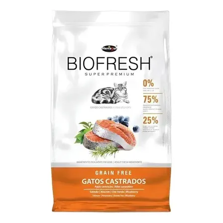 Ração Para Gatos Adulto Castrado Sabor Salmão 7,5kg Biofresh