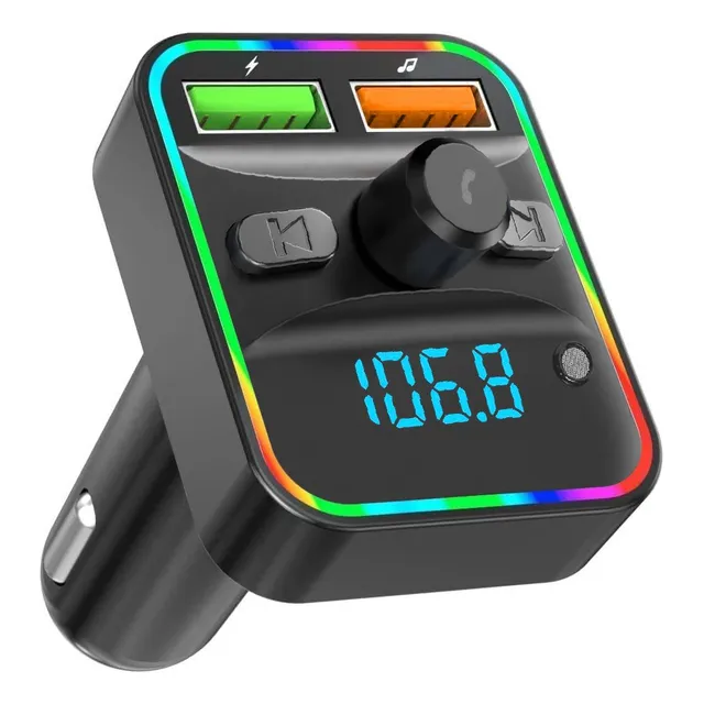 Transmisor Fm Receptor Para Auto Usb Rgb Bluetooth Cargador®