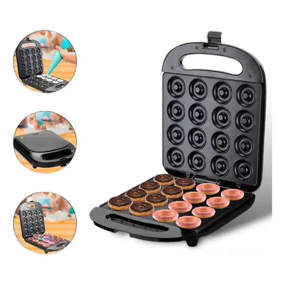 Maquina Mini Donas Postres Donuts Antiadherente 16 Pcs Color Negro