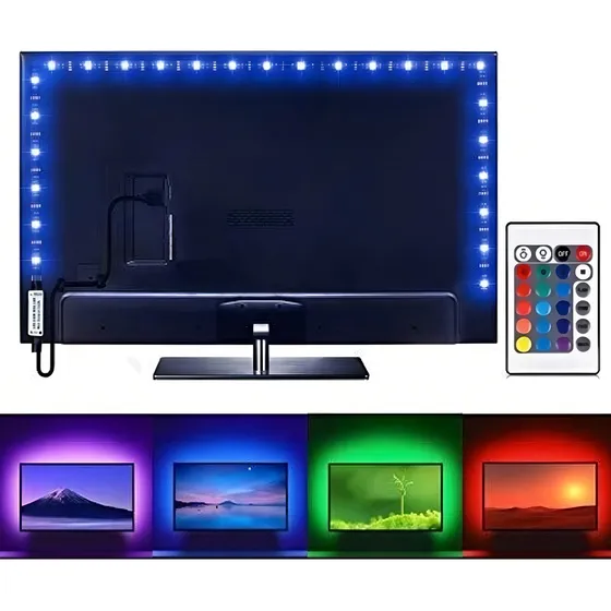 Tira Luces Led Usb Rgb Colores Para Tv 5mts Con Control Clic