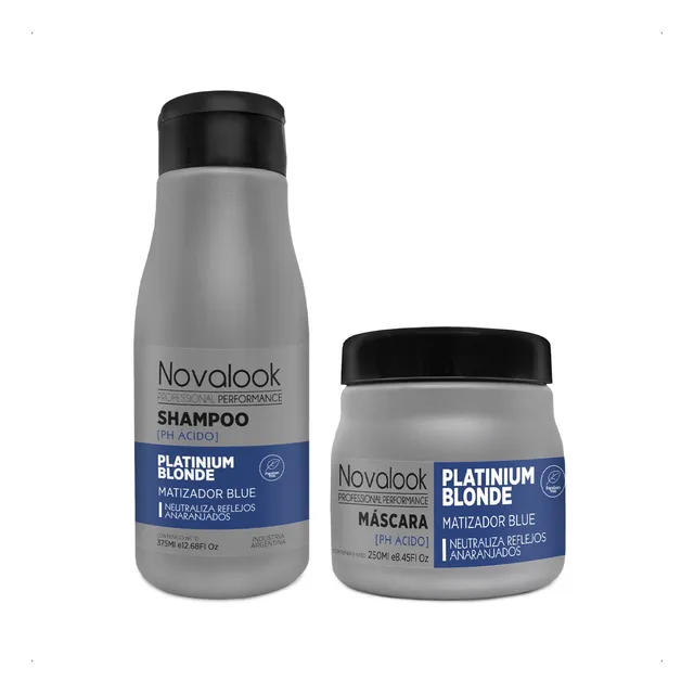 Novalook Kit Platinum Blonde Shampoo + Másc Matizador Blue
