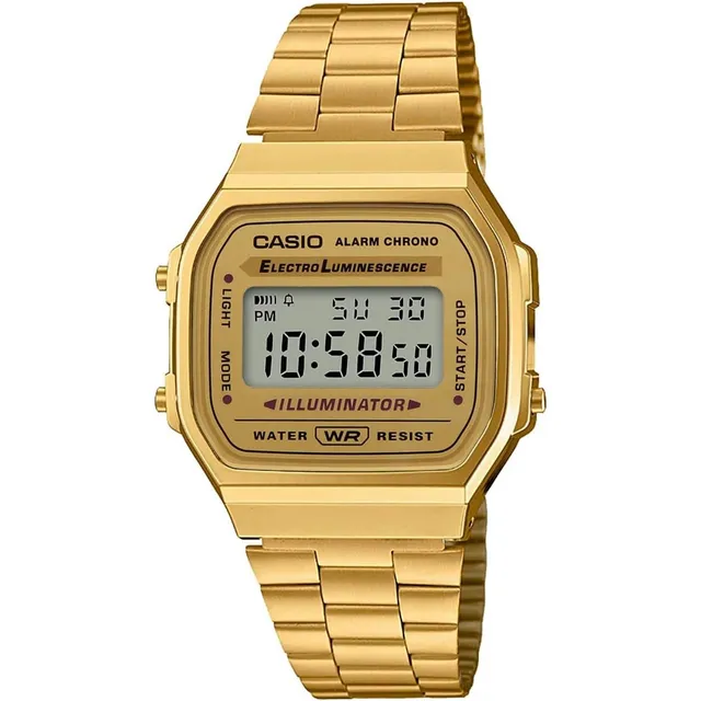 Reloj Casio A-168wg-9 Vintage Unisex Color de la correa Dorado Color del bisel Dorado Color del fondo Dorado