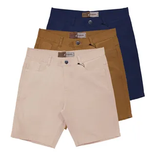 Kit Com 3 Bermudas Masculinas Brim Coloridas Em Promoção Kit Com 3 Bermudas Masculinas Brim Coloridas Em Promoção