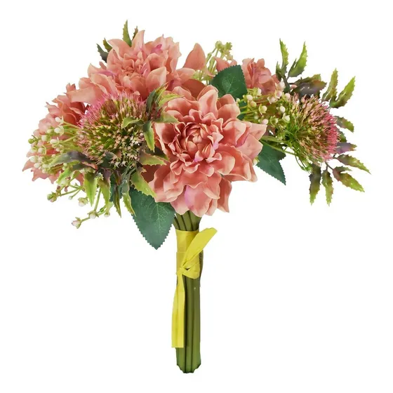 Bouquet De Dalias Flores Artificiales Finas Ramos De Flores Color Palo De Rosa